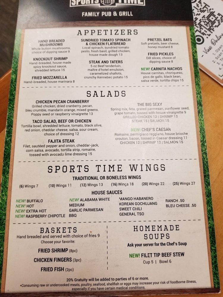 Menu at Sports Time Family Pub & Grill, Elkhart