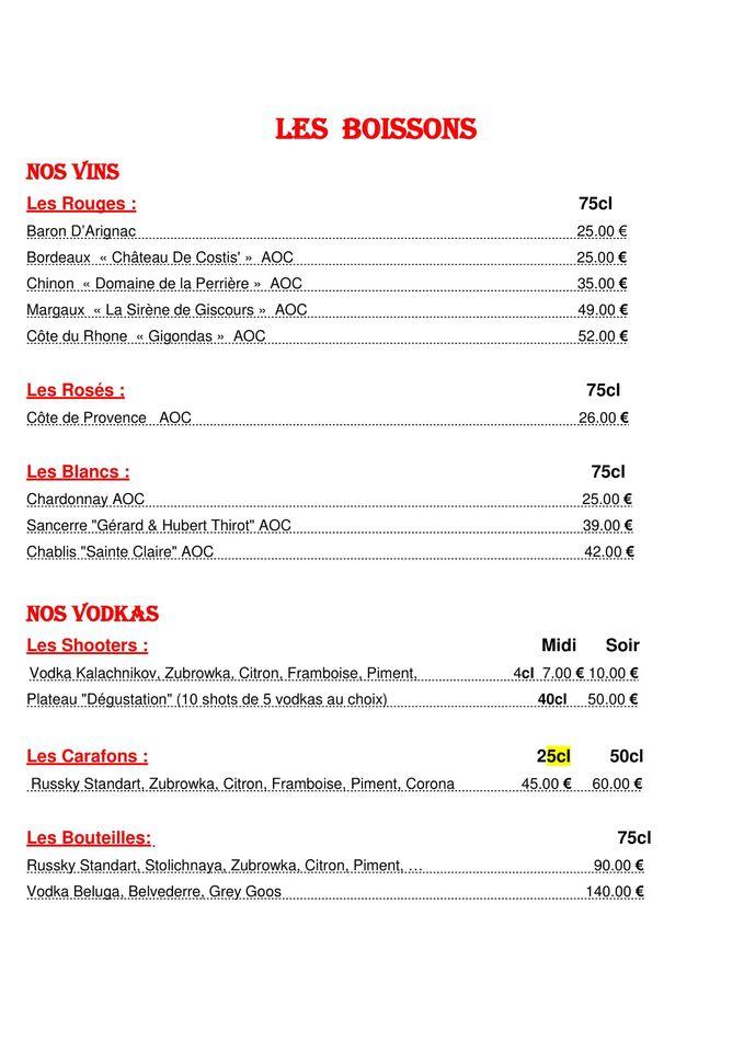 Menu de Les Poupées Russes