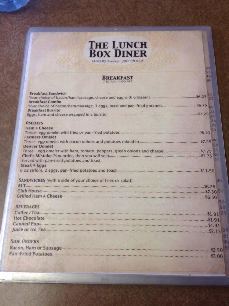 lunchbox diner menu