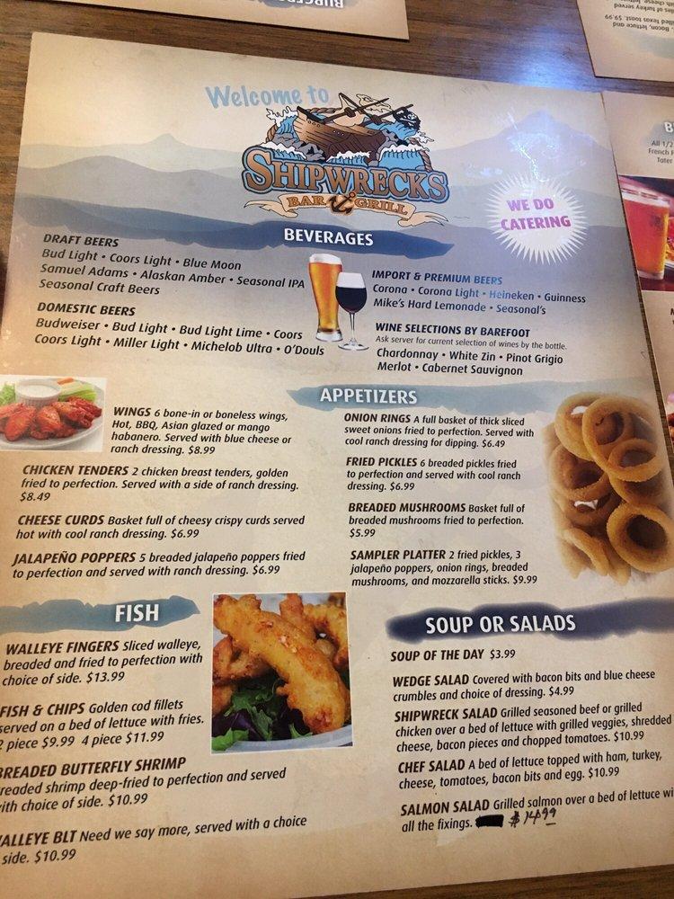 Menu at Shipwrecks Bar & Grill, Rapid City