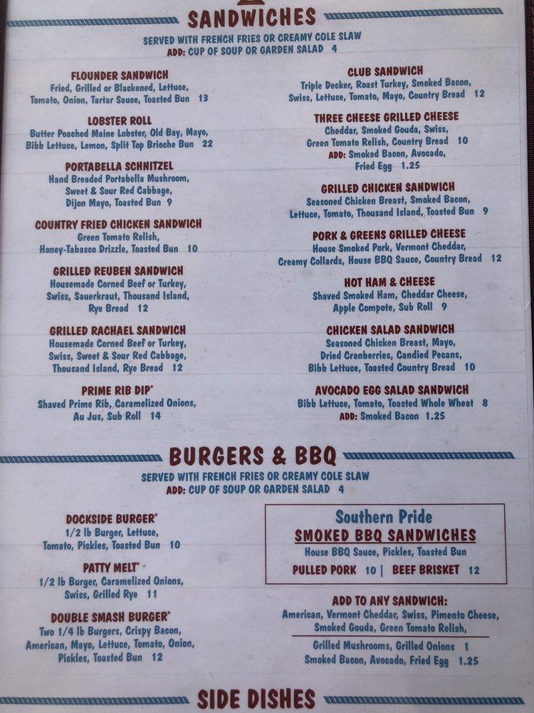 Menu at Skull Creek Dockside pub & bar, Hilton Head Island, 2 Hudson Rd