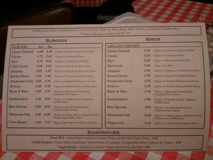 Menu at Trace Grill restaurant, Ridgeland, 574 US51 suite f