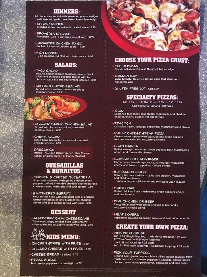 Menu at Dt's Pub & Primetime, Fayette