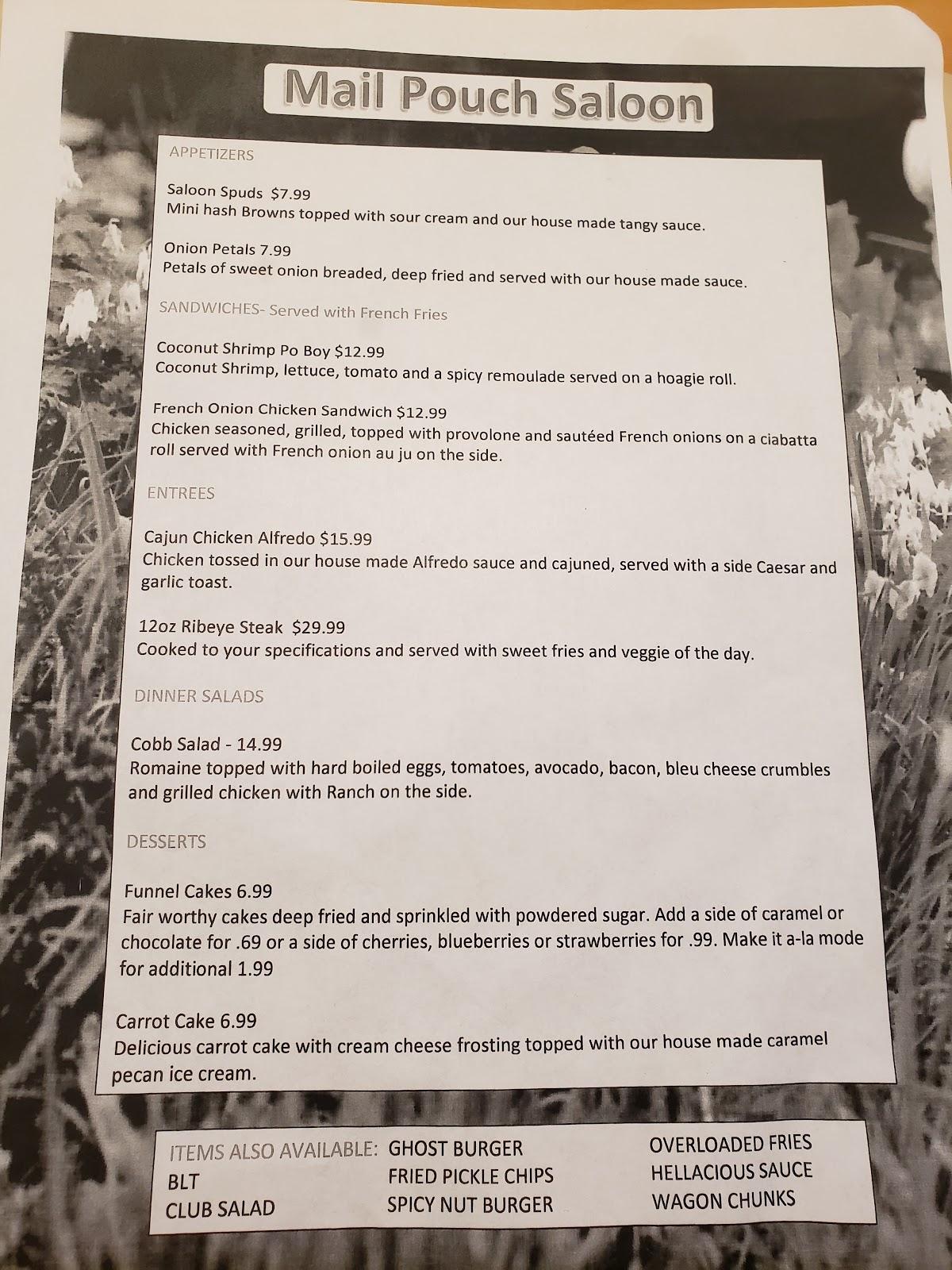 Menu at Mail Pouch Saloon Swanton pub & bar, Swanton