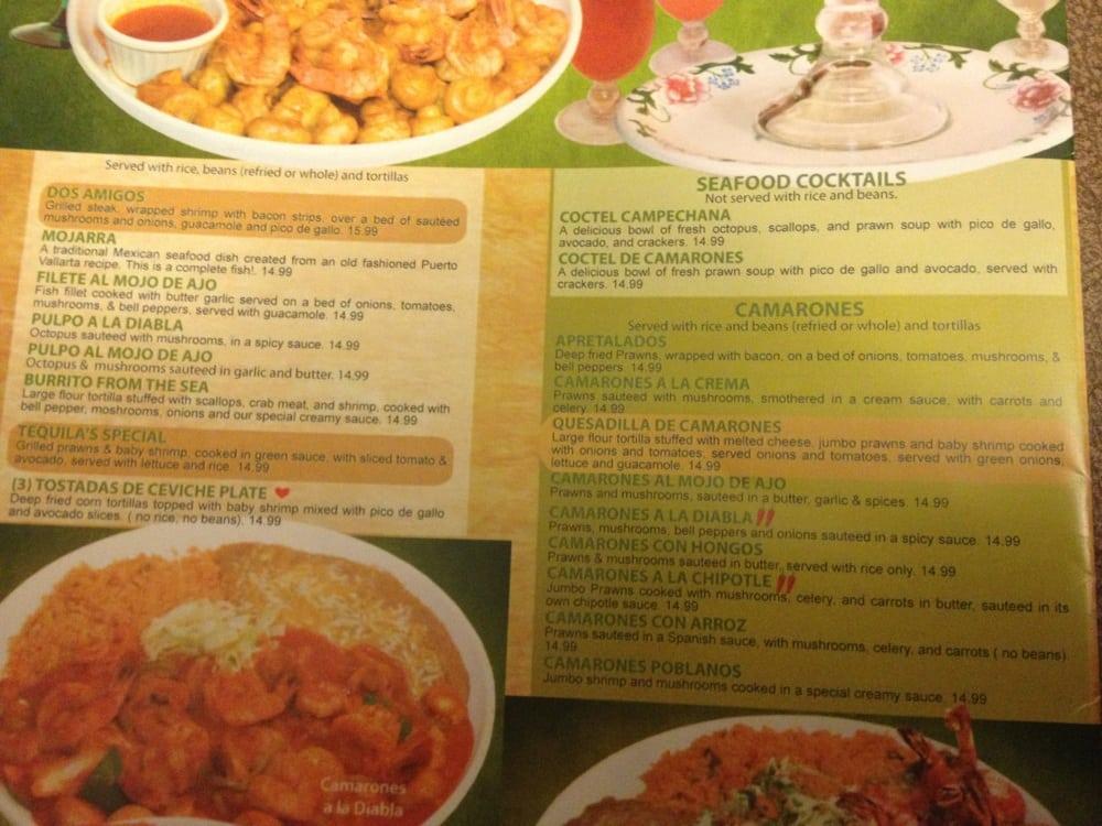 Menu at Tequila's Mexican Restaurant, Grand Junction, U.S. 6