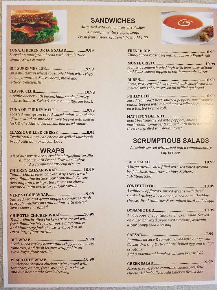 Menu at Peachtree Cafe, Matteson