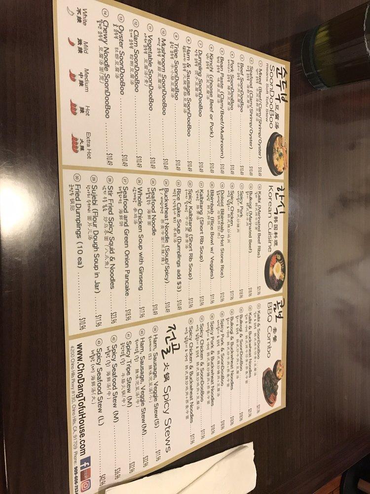 Carta de barbacoa Chodang Tofu House, Chino Hills