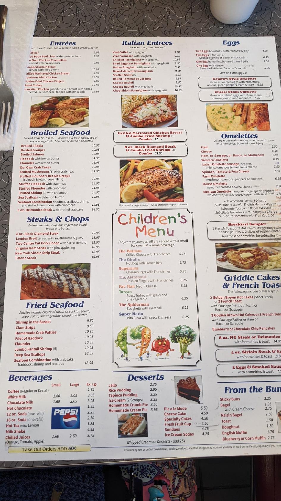 Menu at Golden Gate Diner restaurant, Allentown