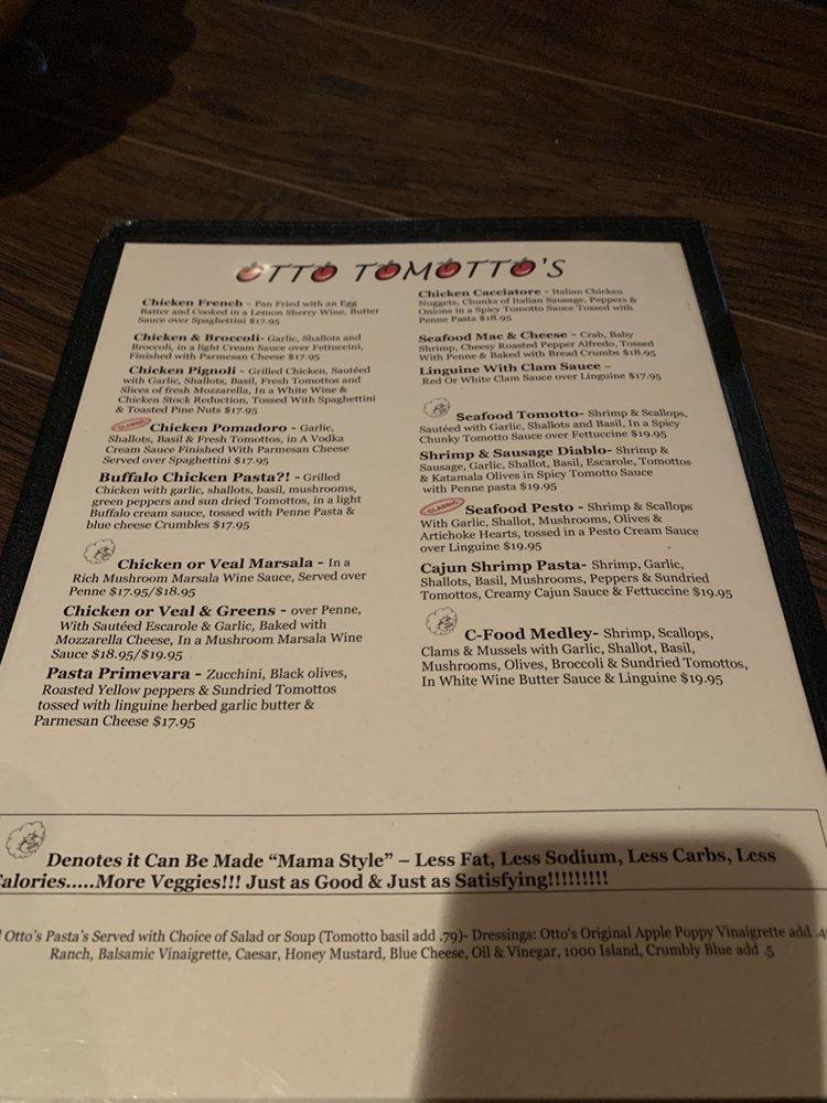 Menu at Otto Tomotto's restaurant, Victor, NY96 200