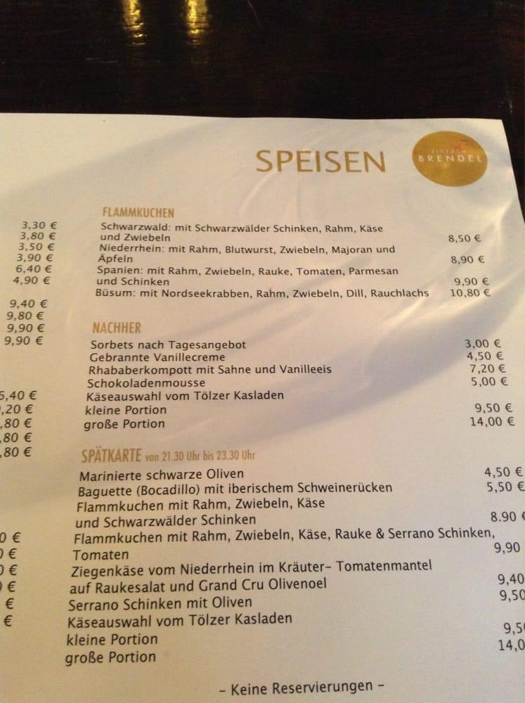 Speisekarte von Einfach Brendel restaurant, Duisburg