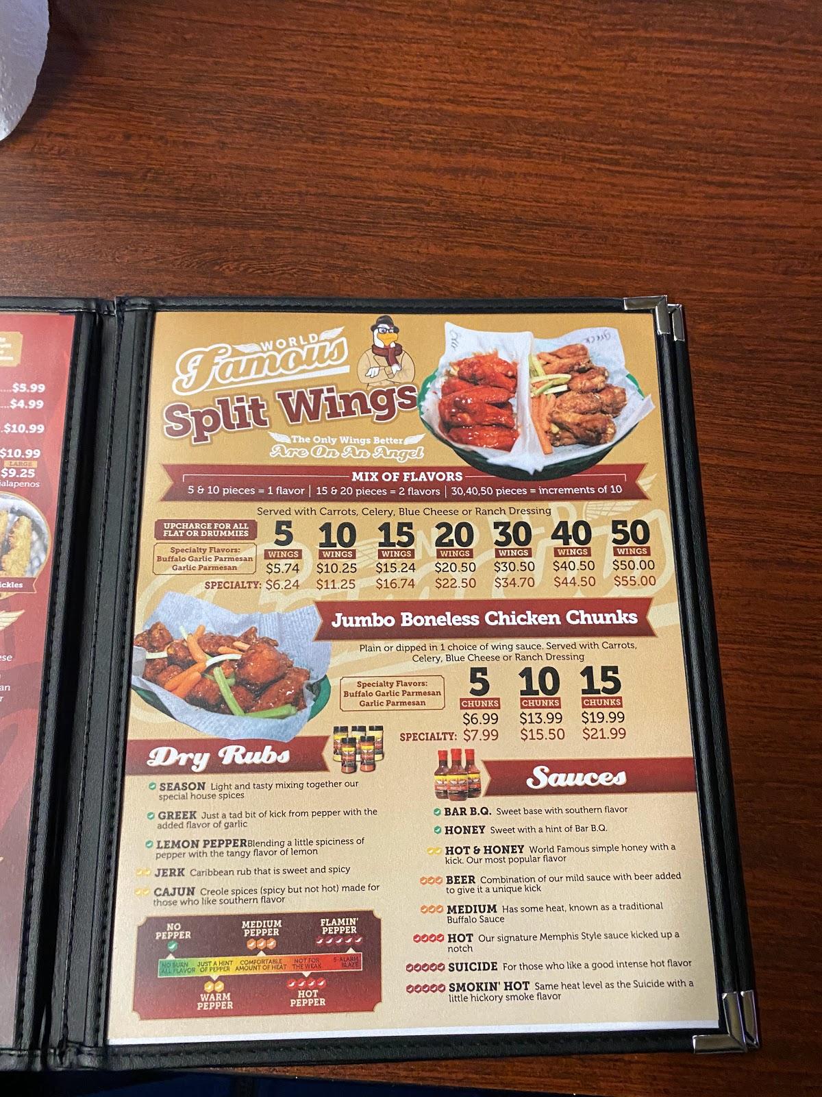 Menu at Hackett Hot Wings pub & bar, Joplin, 520 S Main St