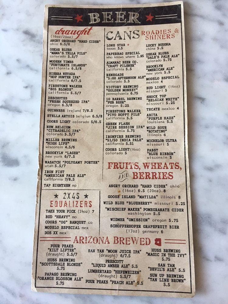 Menu at Culinary Dropout pub & bar, Phoenix, N 7th St