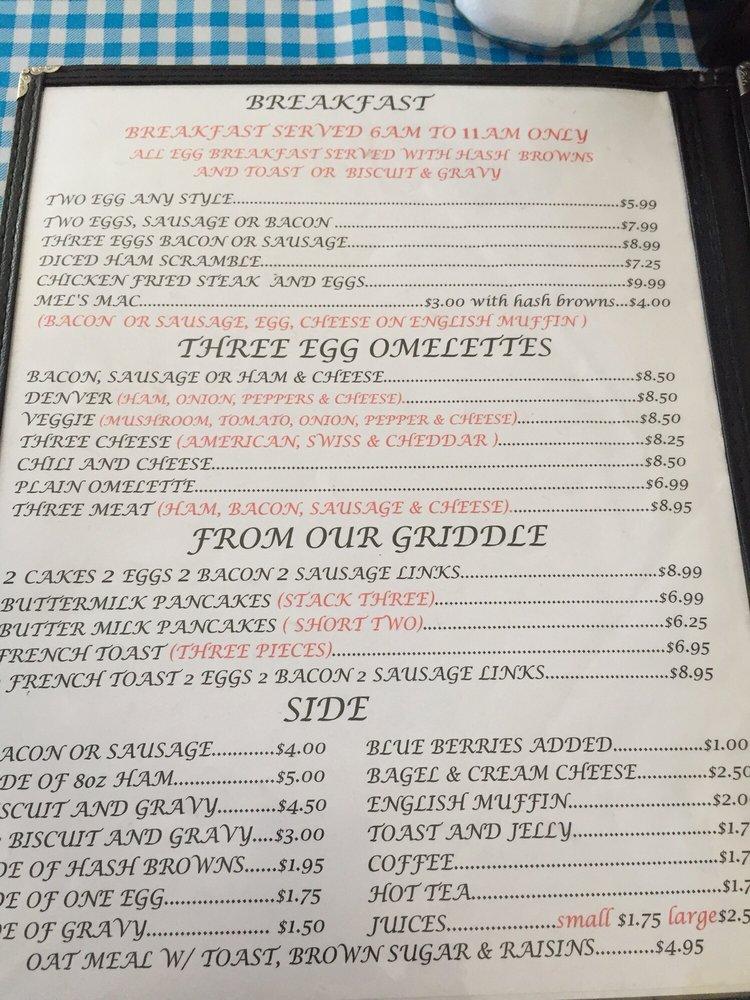 Menu at MEL'S DINER restaurant, Beatty