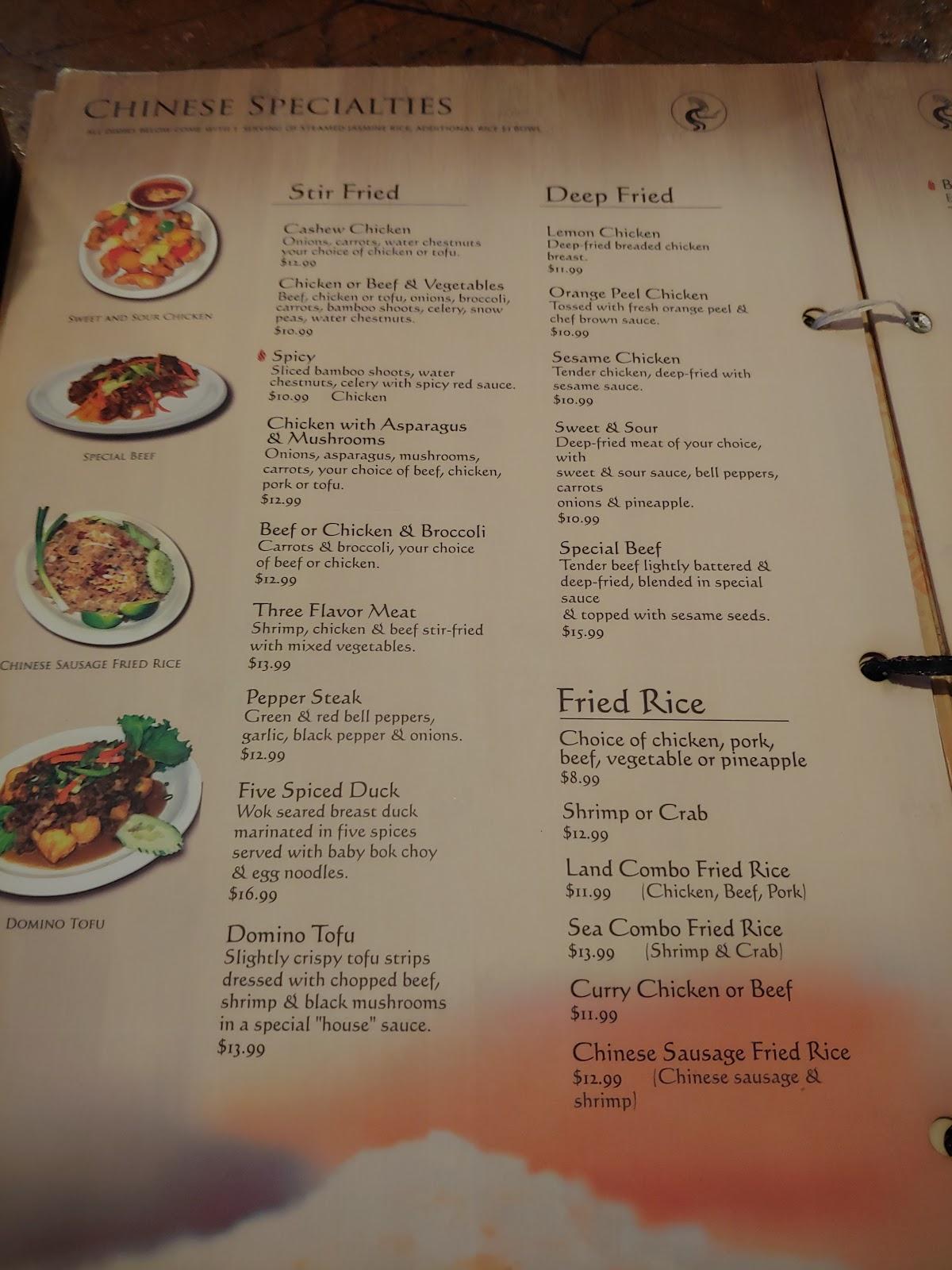 Menu at Tong's Thai Restaurant, San Antonio
