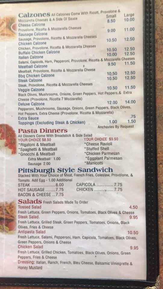 Menu at Candito’s Pizzeria and Ice Cream Parlor, Ellwood City