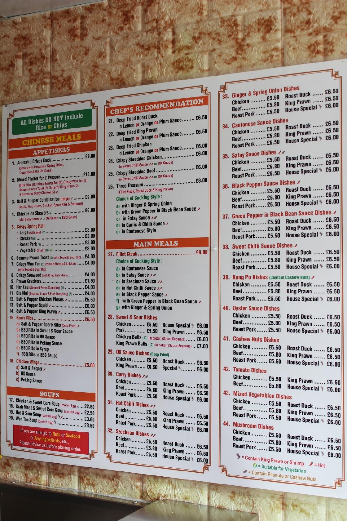 Menu at Sunny Valley fast food, Valley