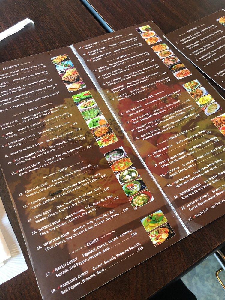 Menu at Thai Vegan restaurant, Beverly Hills, 1/2 S Santa Monica Blvd