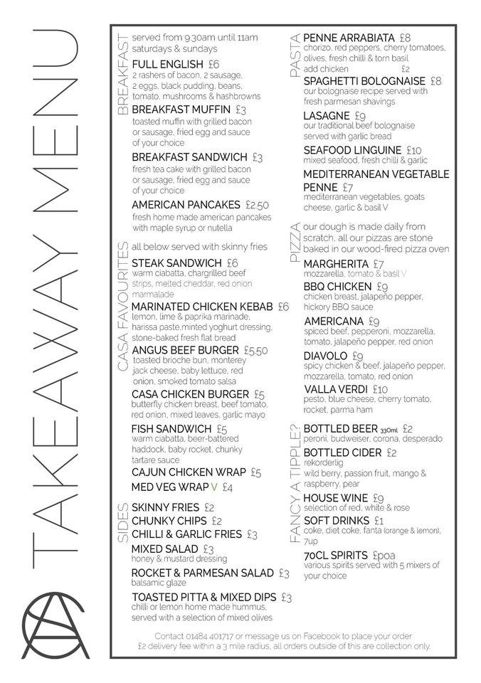 Menu at Casa Brighouse pub & bar, Brighouse
