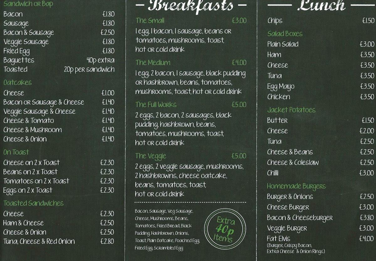 Menu at Mill St Kitchen cafe, Leek