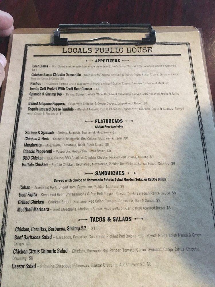 Menu at Locals Public House, Riverside