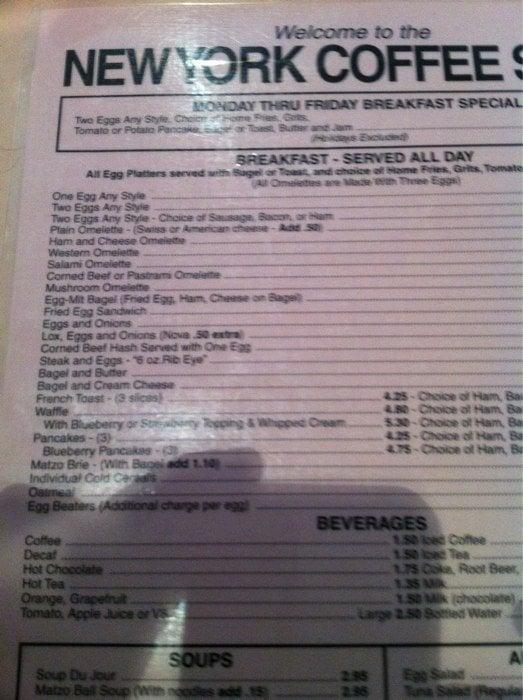 Menu at New York Bagels cafe, Houston