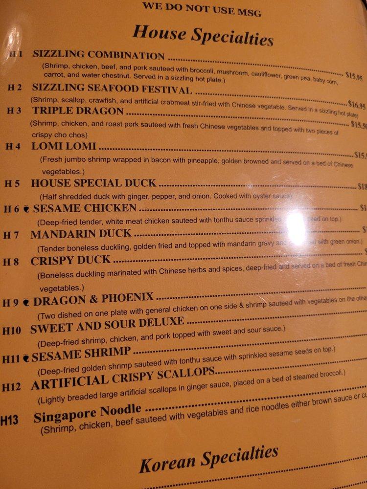 Menu at Oriental Triangle Chinese Restaurant & Lounge, New Orleans