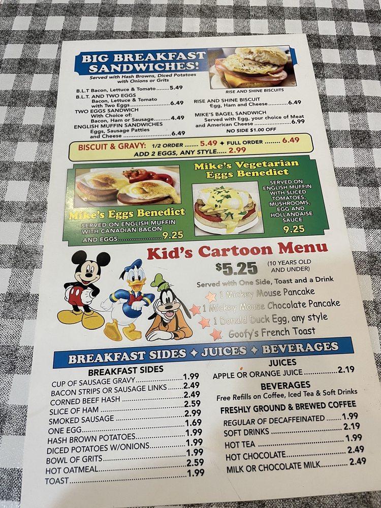 Menu at The Original Mike's Grill steakhouse, Bartow