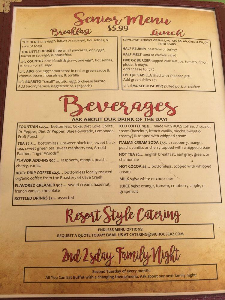 Menu at Big House Cafe & Catering, Casa Grande