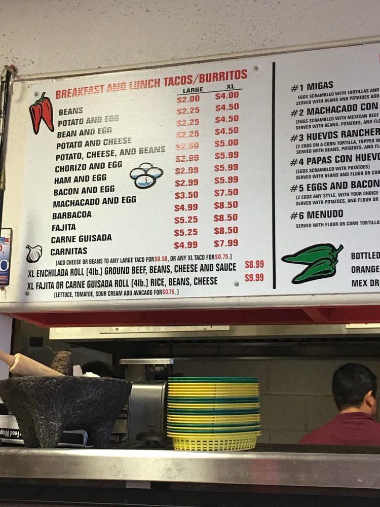Menu at WowWee's Cafe, San Marcos
