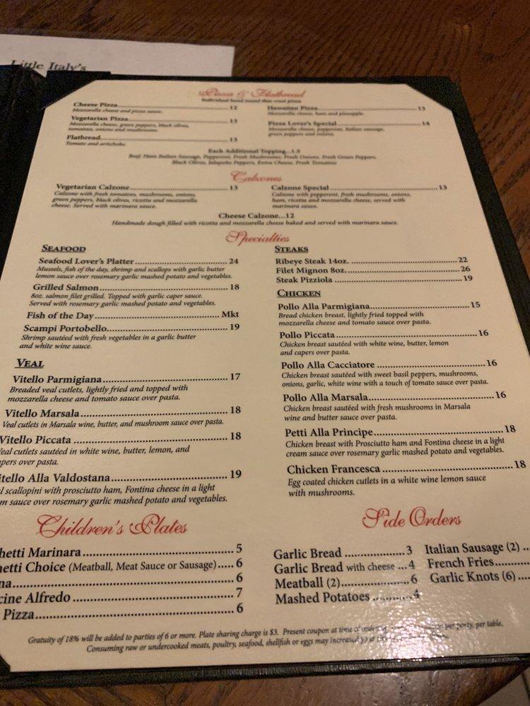Menu at Little Italy Restaurant, Kissimmee, Parkway Blvd