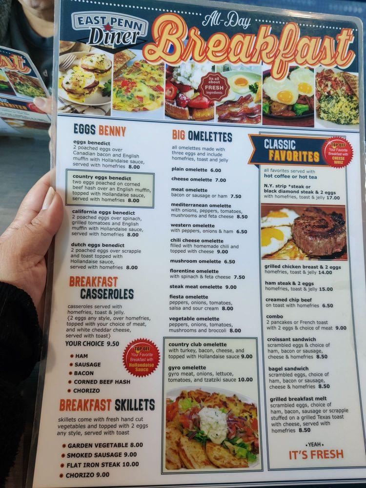 Menu at East Penn Diner restaurant, Emmaus