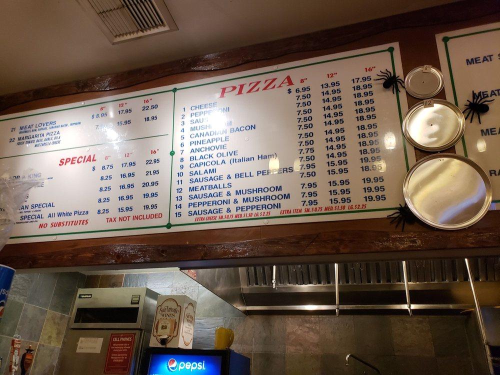 Menu at Adriano's Pizza Grotto pizzeria, Alpine