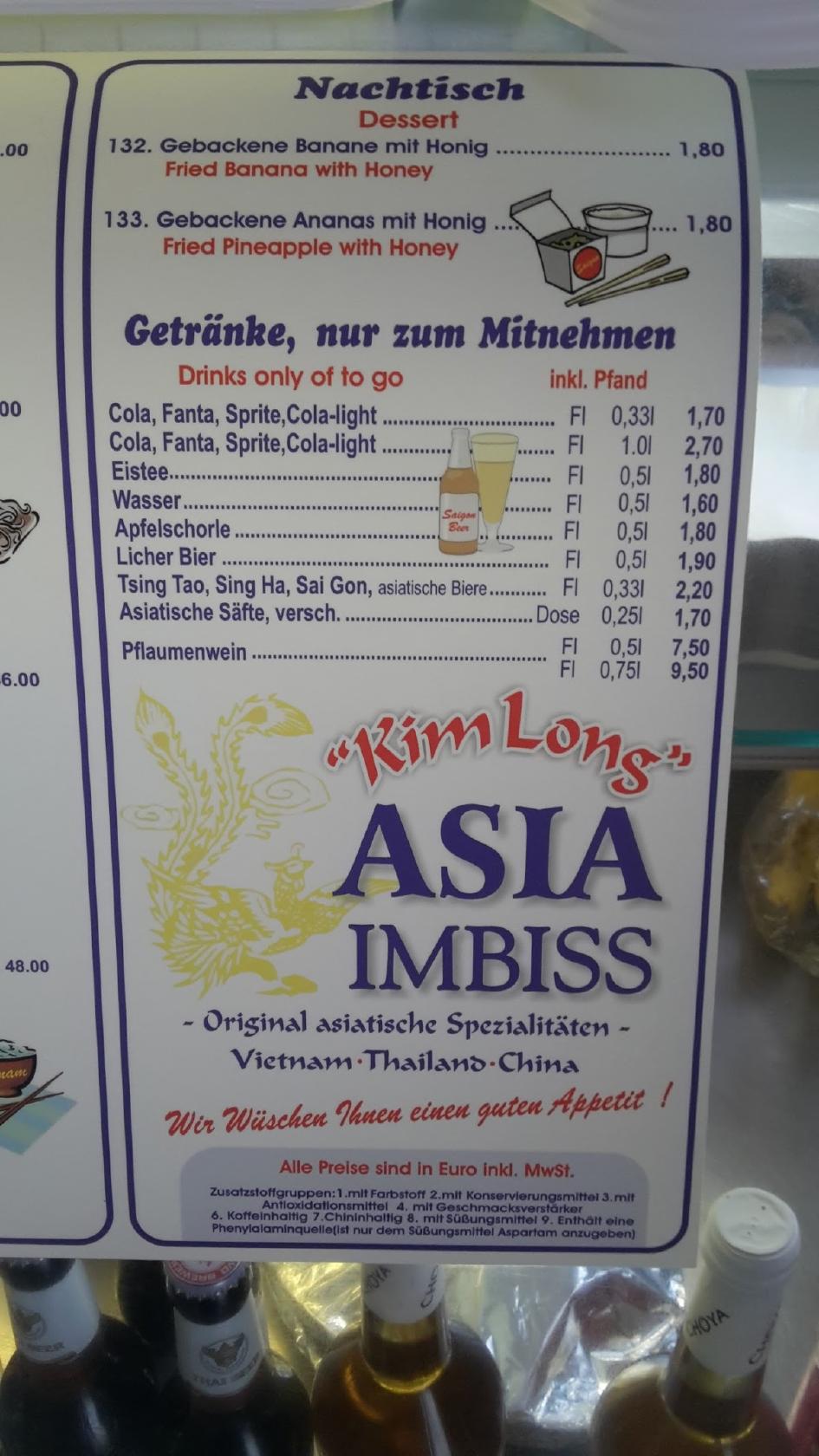 Speisekarte Von Asia Imbi Kim Long Restaurant Gr Nberg