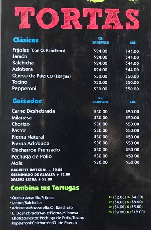 Carta Del Restaurante Las TORTUGAS Tortas Y Jugos Uruapan Uruapan