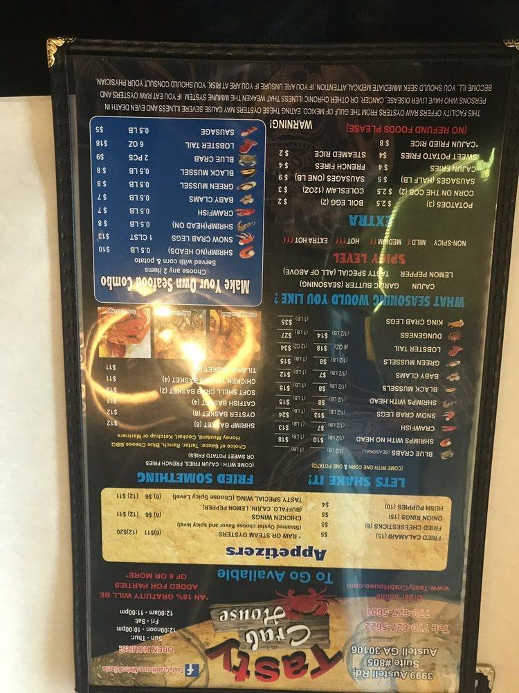 Menu at Tasty Crab House restaurant, Austell, Austell Rd Ste 805