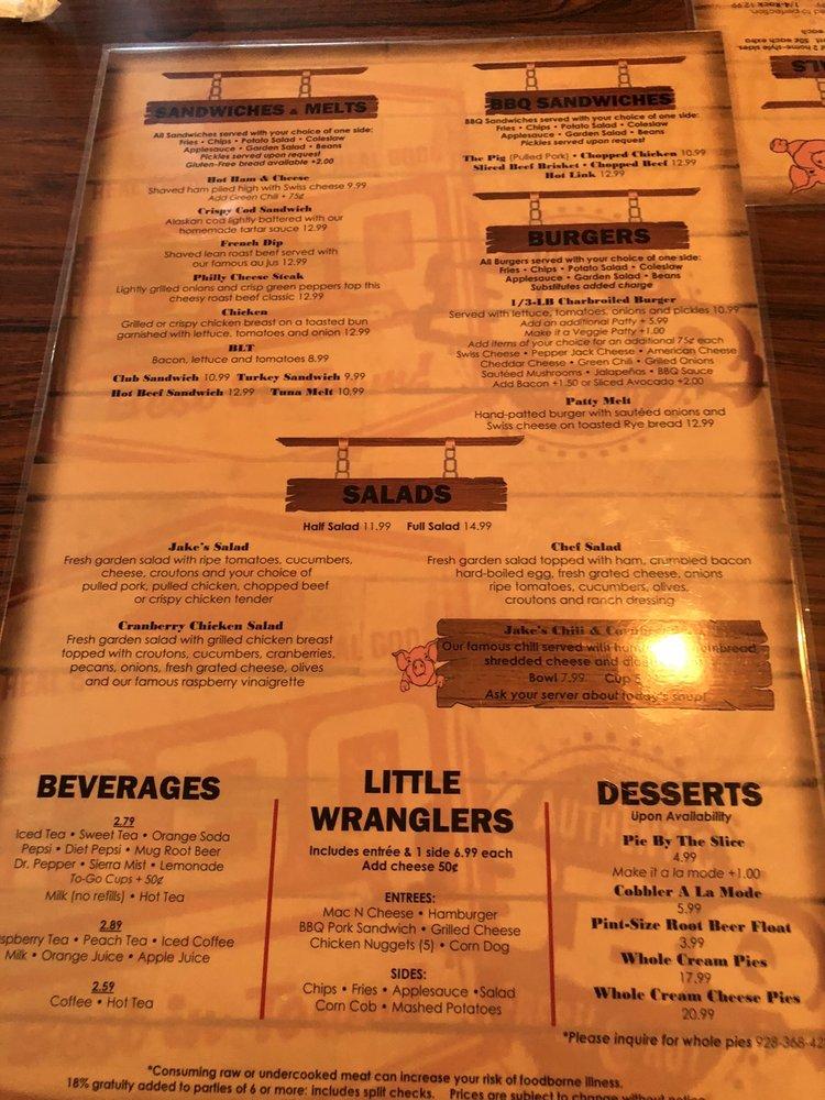 Menu at Grumpy Jake's BBQ & Catering, Pinetop-Lakeside