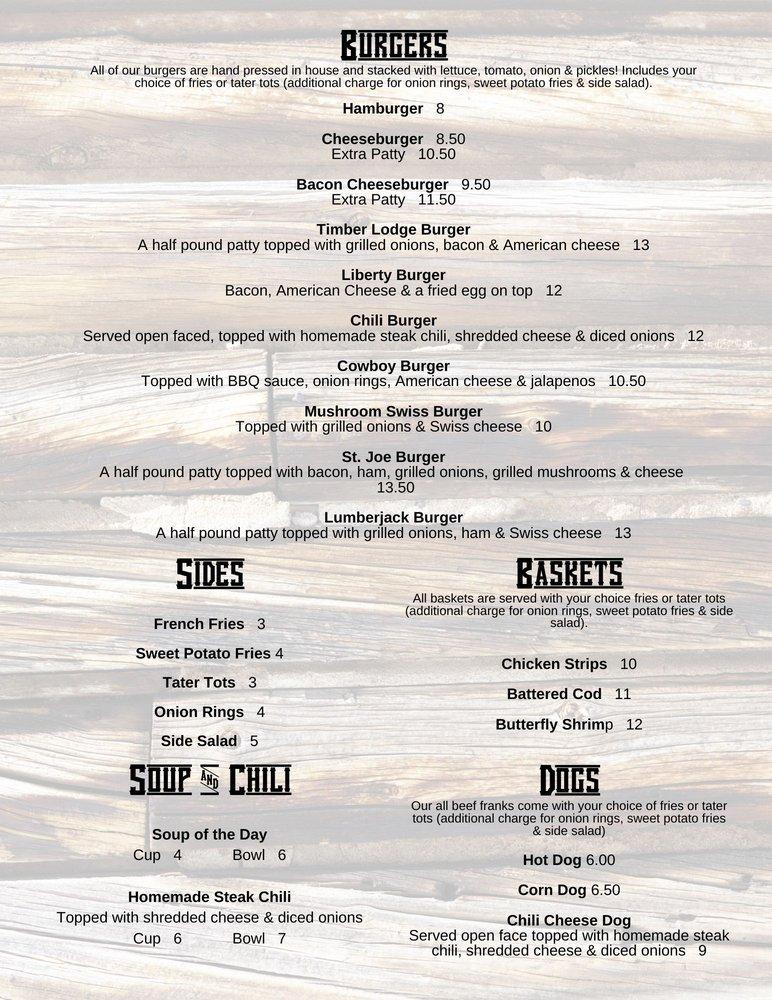 Menu at Timber Lodge Cafe, Saint Maries