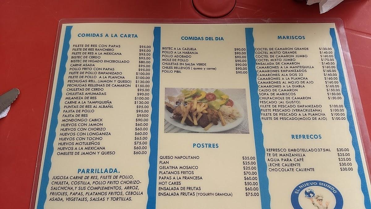 Carta de RESTAURANTE EL NUEVO MUNDO, Escárcega