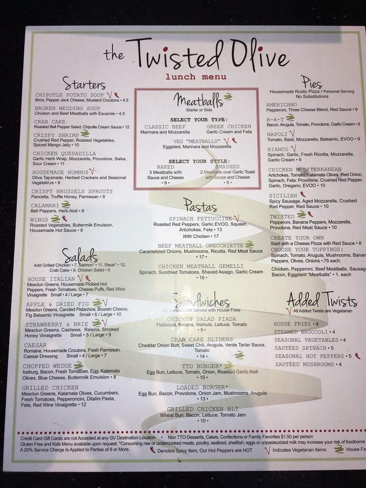 Carta del pub y bar The Twisted Olive, Green