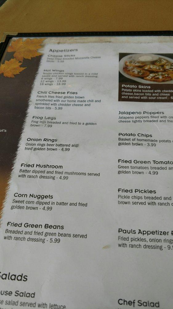 Menu at Paul's Family Restaurant, Cherokee