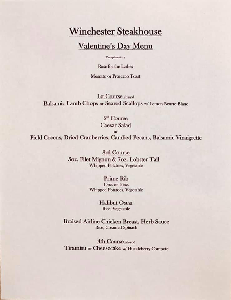 Menu at Winchester Steak House steakhouse, Kalispell, U.S. 93 S