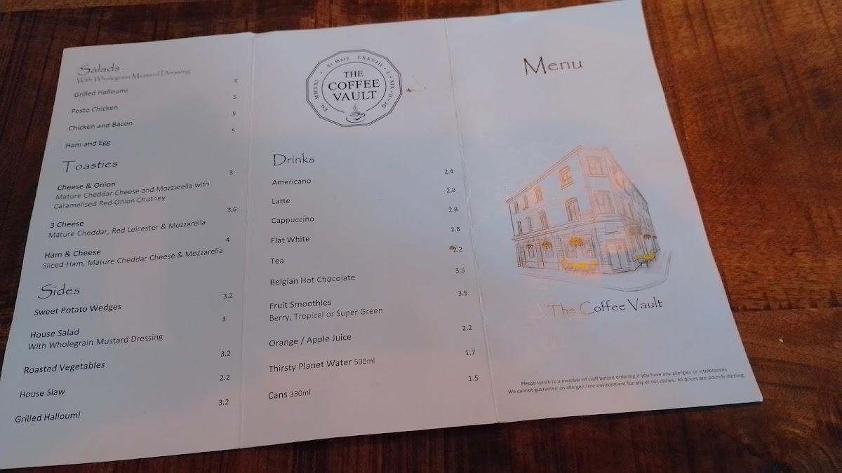Menu at The Coffee Vault, Liverpool, 78 St Mary's Rd