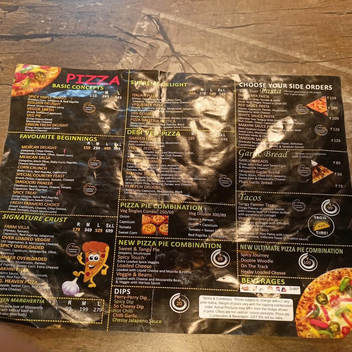 Menu at Pizza Galleria, Tauru