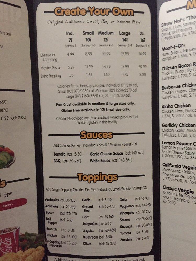 Menu at Straw Hat Pizza pizzeria, Visalia, 206 E Caldwell Ave 7606