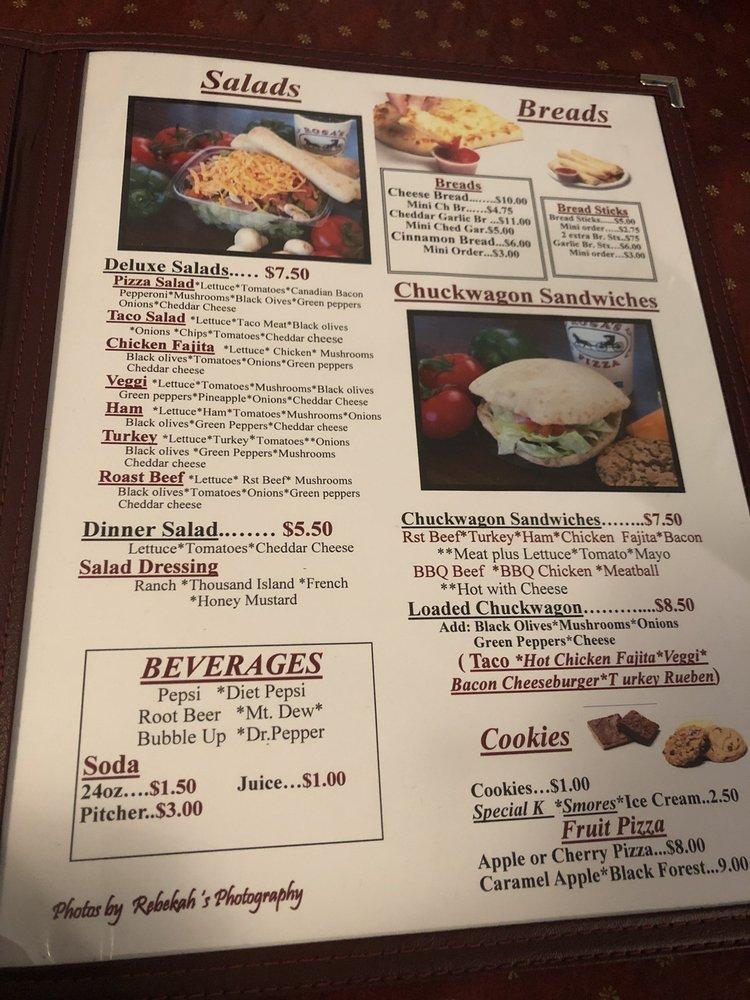 Menu at Rosa's Pizza pizzeria, Fessenden