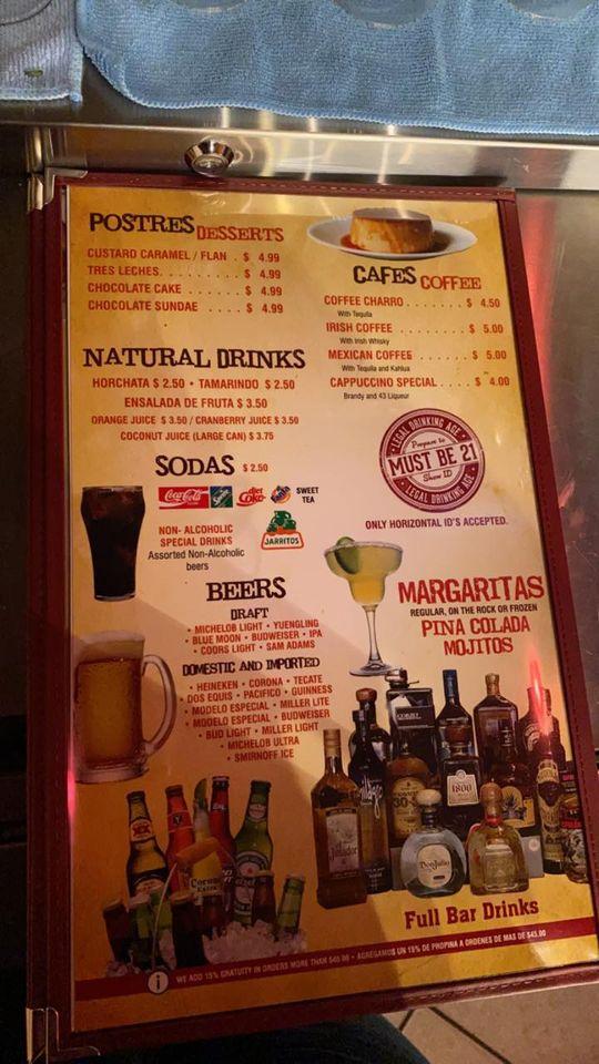 Menu at Azteca Bar and Grill, Walkersville