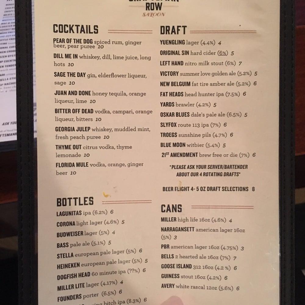 Menu at Craftsman Row Saloon pub & bar, Philadelphia