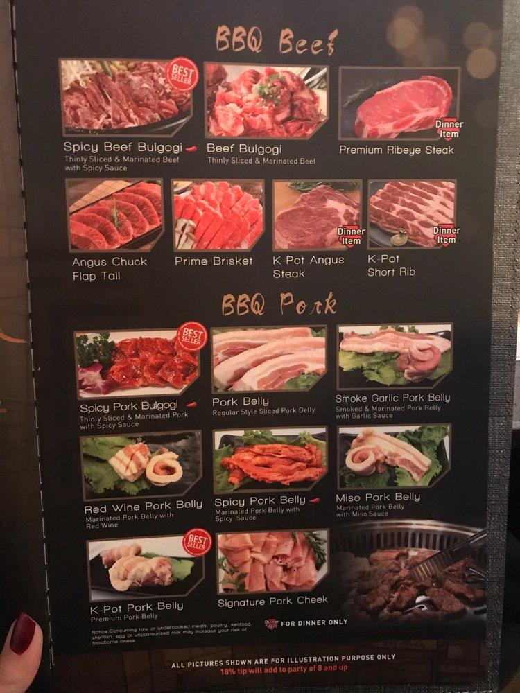 Menu at KPot Korean BBQ & Hot Pot, Rockville