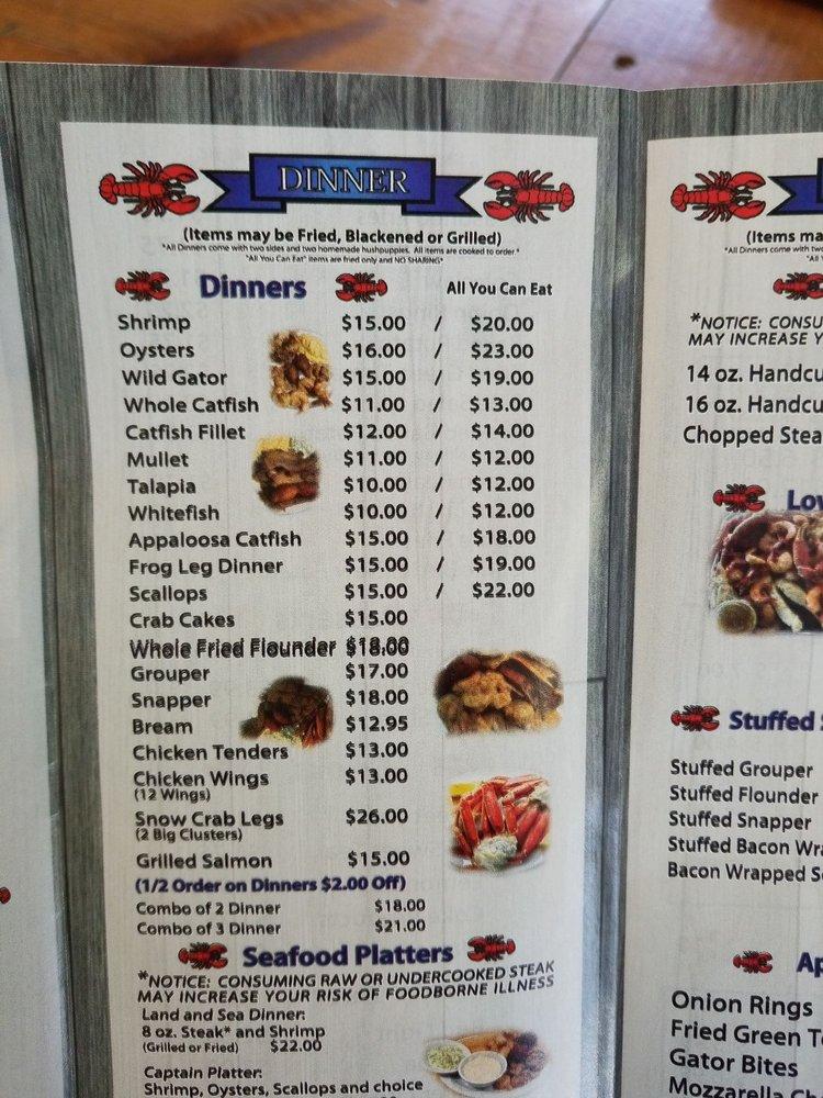 Menu at TriCounty Seafood restaurant, Cordele