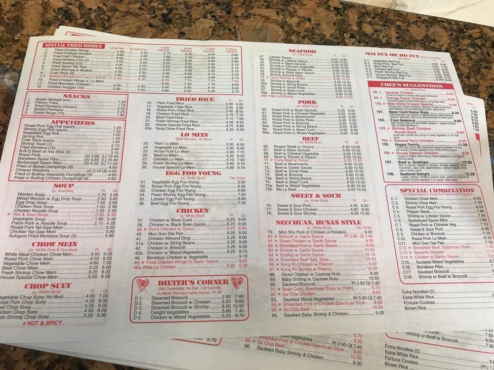 Carta del restaurante New China Dragon, Elmont